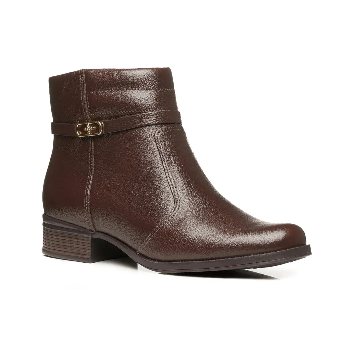 Bota Pegada casual feminina em couro marrom vista lateral esquerda